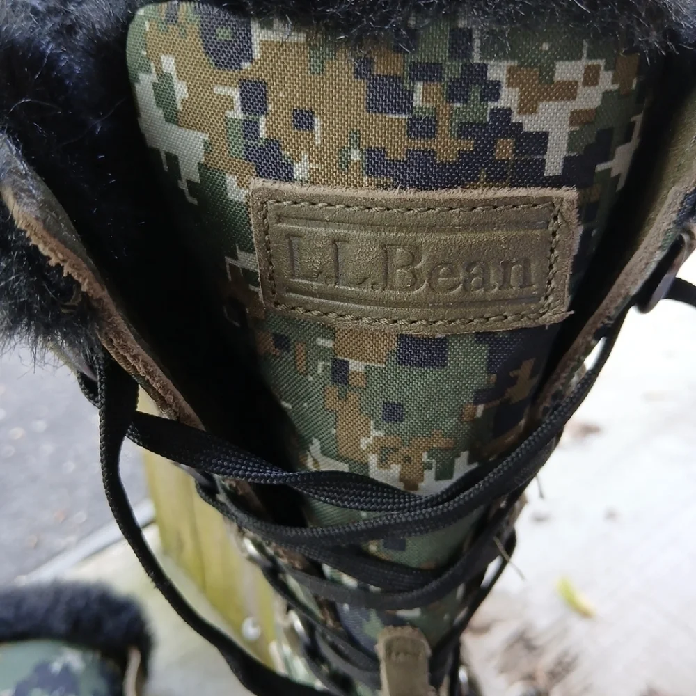 LL Bean Women’s Faux Fur Lined Camouflage Tek Primaloft  Boots Size 6